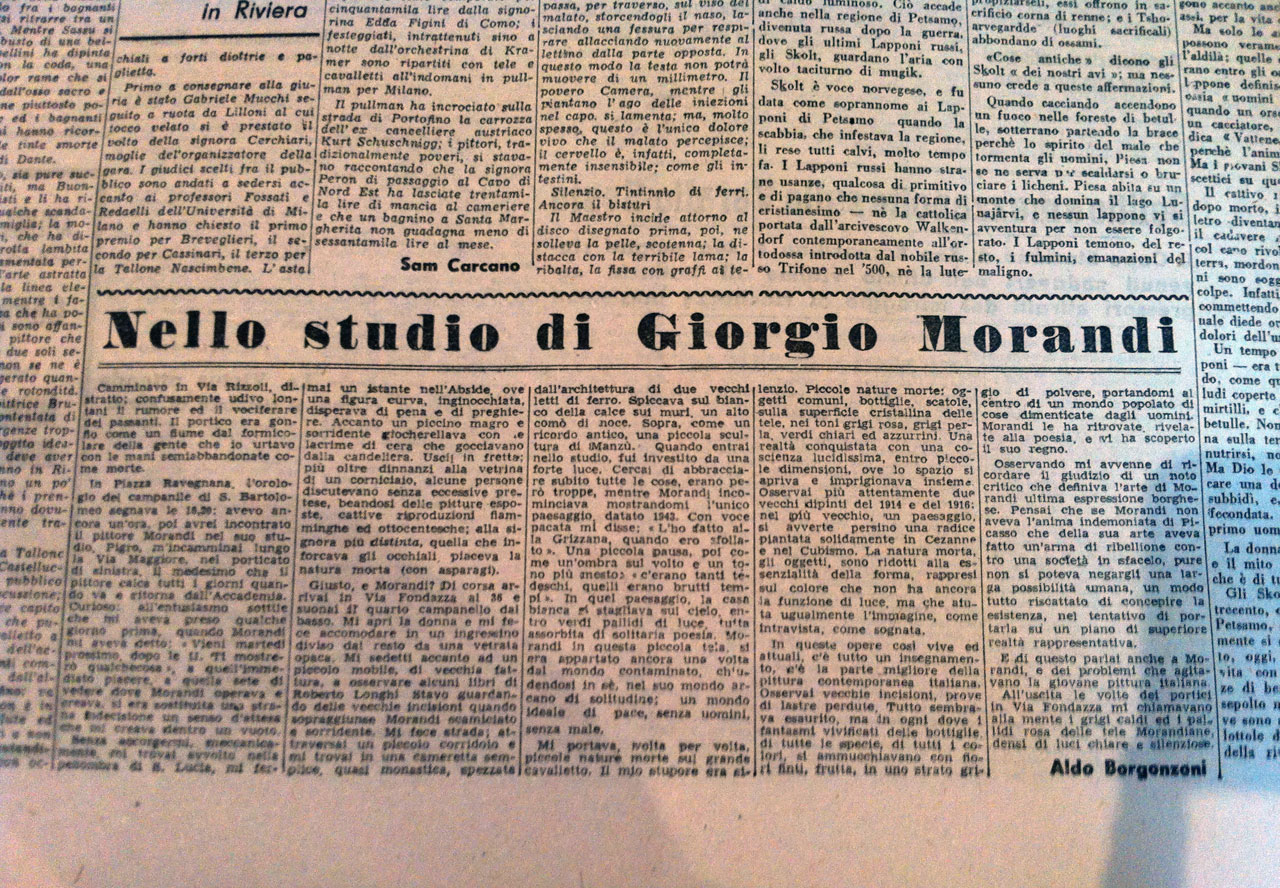 Nello studio di Giorgio Morandi